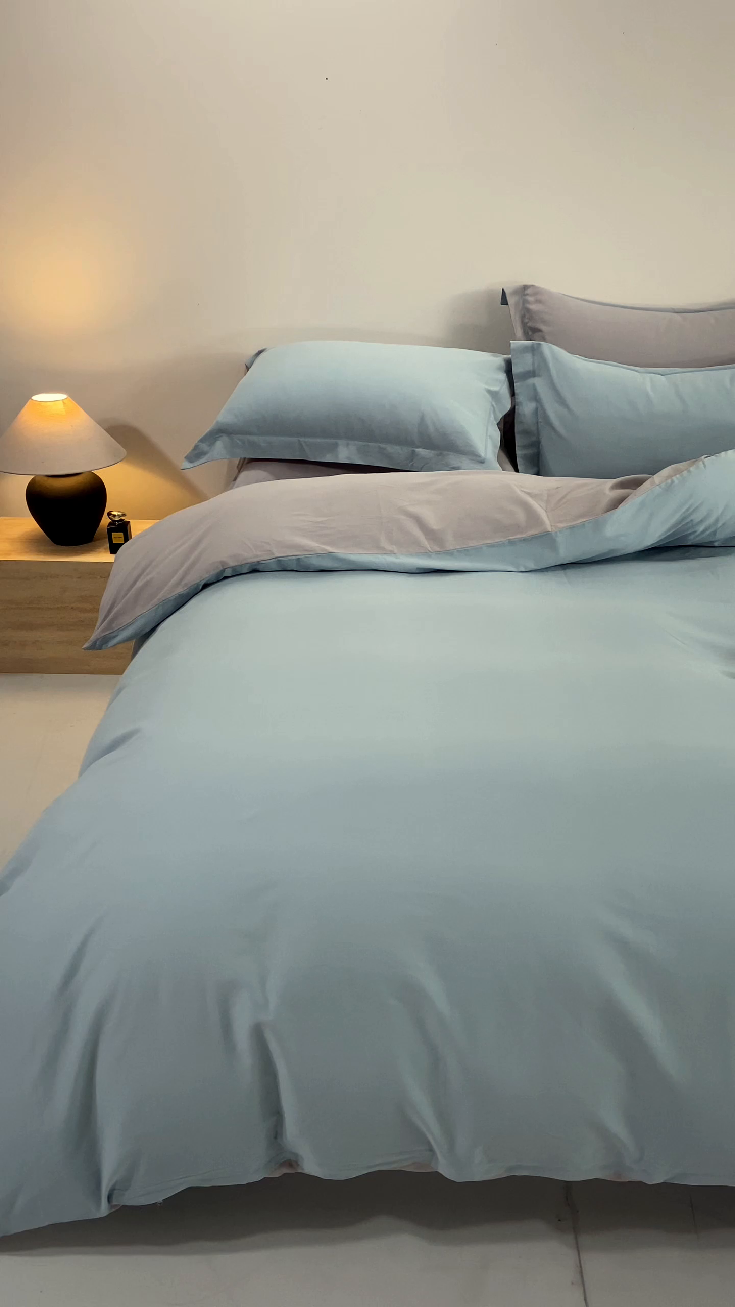 91家纺网 家纺一手货源 找家纺 憨豆家纺 2026新款全棉磨毛四件套正宗加厚长绒棉贡缎100%纯棉四件套（含买家秀）莫兰迪 莫兰迪-雾蓝拼浅灰