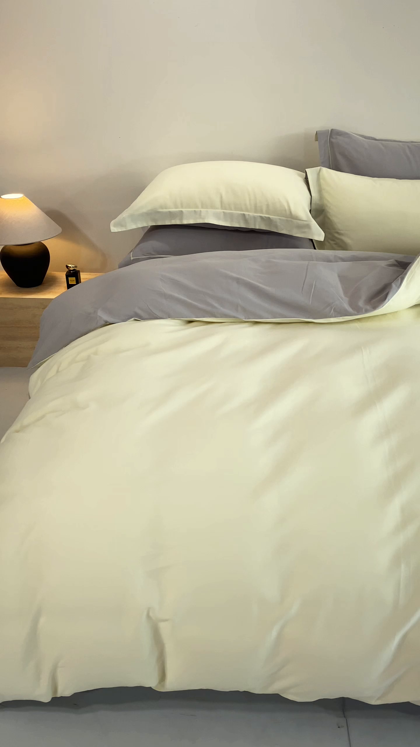 91家纺网 家纺一手货源 找家纺 沃尔居 2025新款全棉磨毛四件套正宗加厚长绒棉贡缎100%纯棉四件套（含买家秀）-莫兰迪 莫兰迪-奶昔黄拼高级灰