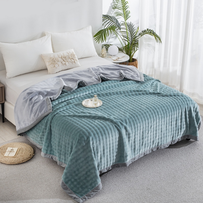 91家纺网 家纺一手货源 找家纺 （总）卉晨家纺 2025新款牛奶绒纯色小泡泡复合毯