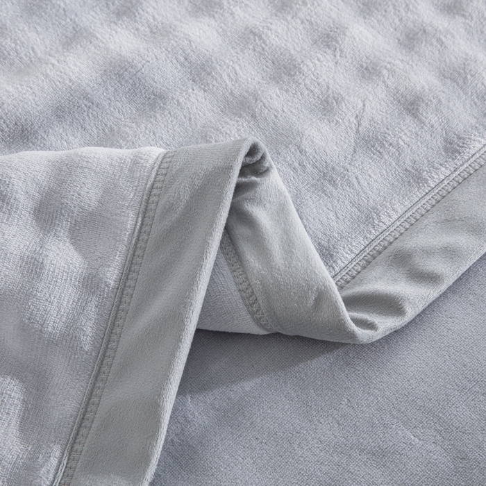 91家纺网 家纺一手货源 找家纺 卉晨家纺 2025新款牛奶绒纯色小泡泡复合毯 浅灰色