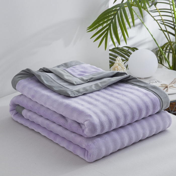 91家纺网 家纺一手货源 找家纺 卉晨家纺 2025新款牛奶绒纯色小泡泡复合毯 香芋紫