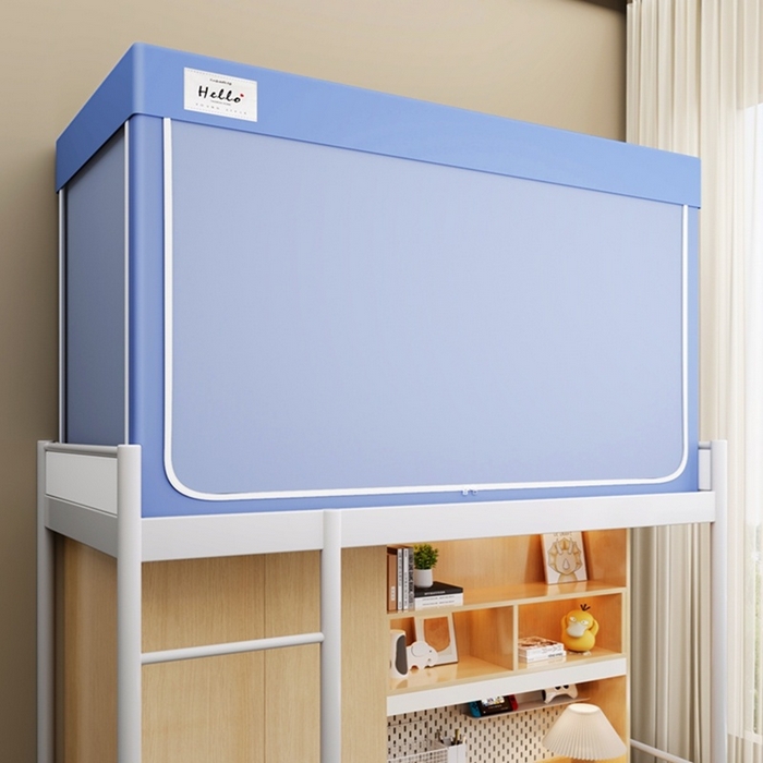 91家纺网 家纺一手货源 找家纺 青竹苑 2025新款织标印花纯色强遮光坐床学生蚊帐 纯色浅蓝