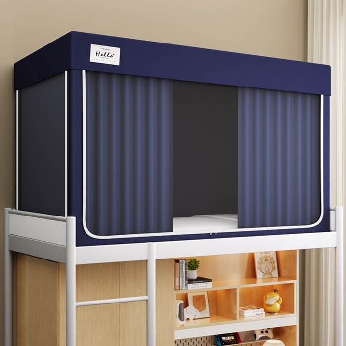 91家纺网 家纺一手货源 找家纺 青竹苑 2025新款织标印花纯色强遮光坐床学生蚊帐 纯色宝蓝