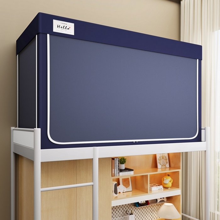 91家纺网 家纺一手货源 找家纺 青竹苑 2025新款织标印花纯色强遮光坐床学生蚊帐 纯色宝蓝