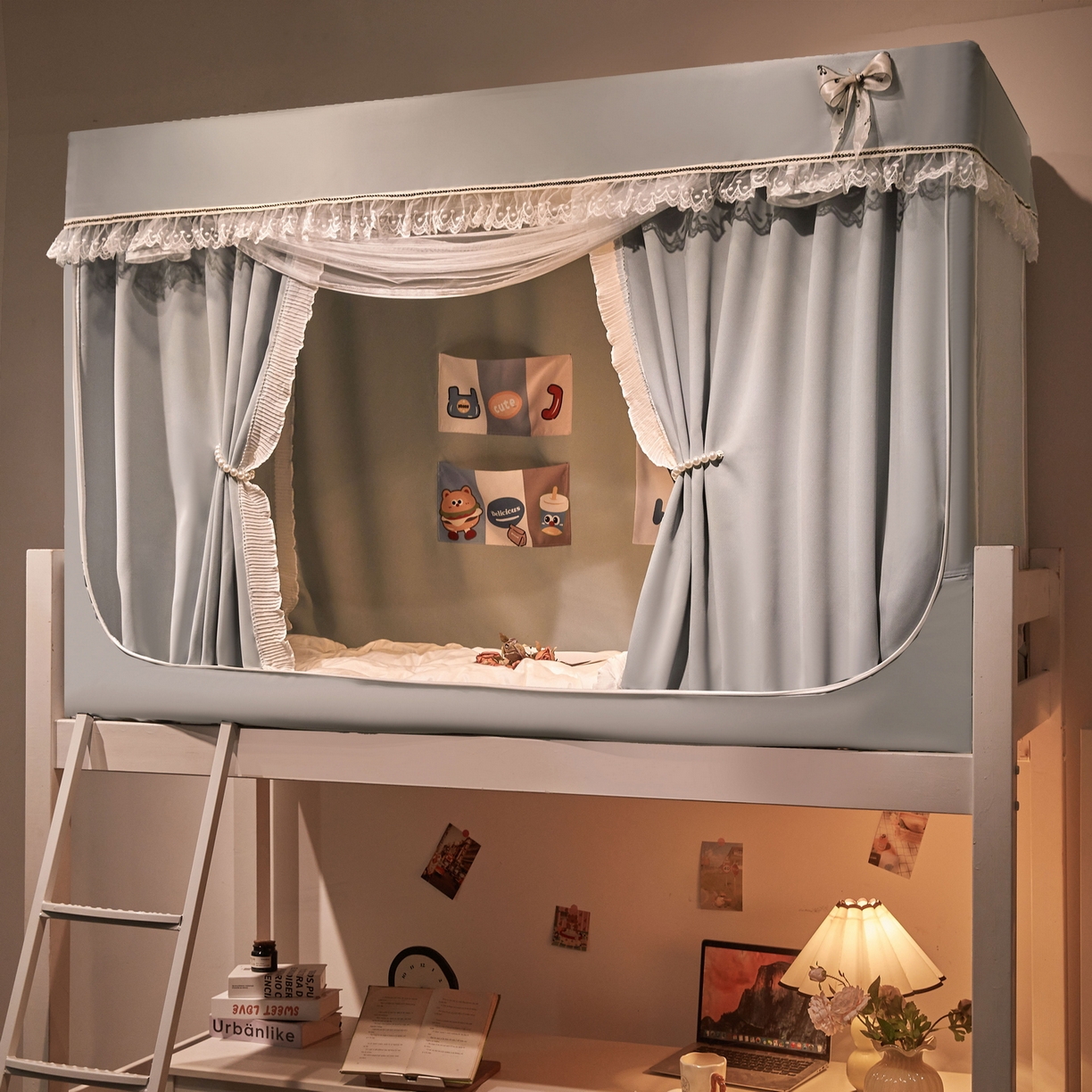 91家纺网 家纺一手货源 找家纺 （总）夏彩 2025新款棉麻雪纺绣花防遮光铁艺烤漆学生蚊帐-88627