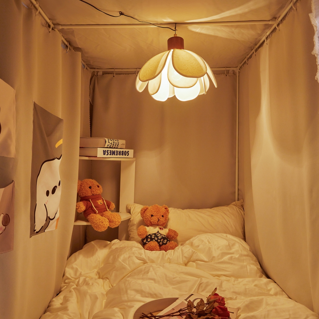 91家纺网 家纺一手货源 找家纺 夏彩 2025新款棉麻雪纺绣花防遮光铁艺烤漆学生蚊帐-88627 88627-暖灰