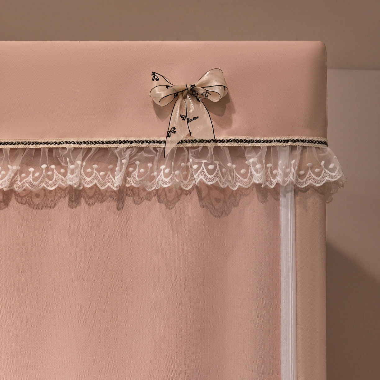 91家纺网 家纺一手货源 找家纺 夏彩 2025新款棉麻雪纺绣花防遮光铁艺烤漆学生蚊帐-88627 88627-浅粉玉