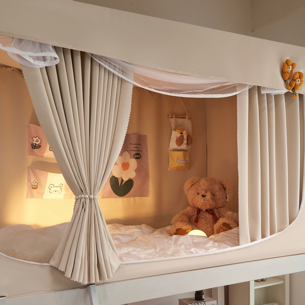 91家纺网 家纺一手货源 找家纺 （总）夏彩 2025新款棉麻强遮光铁艺烤漆学生蚊帐-88628