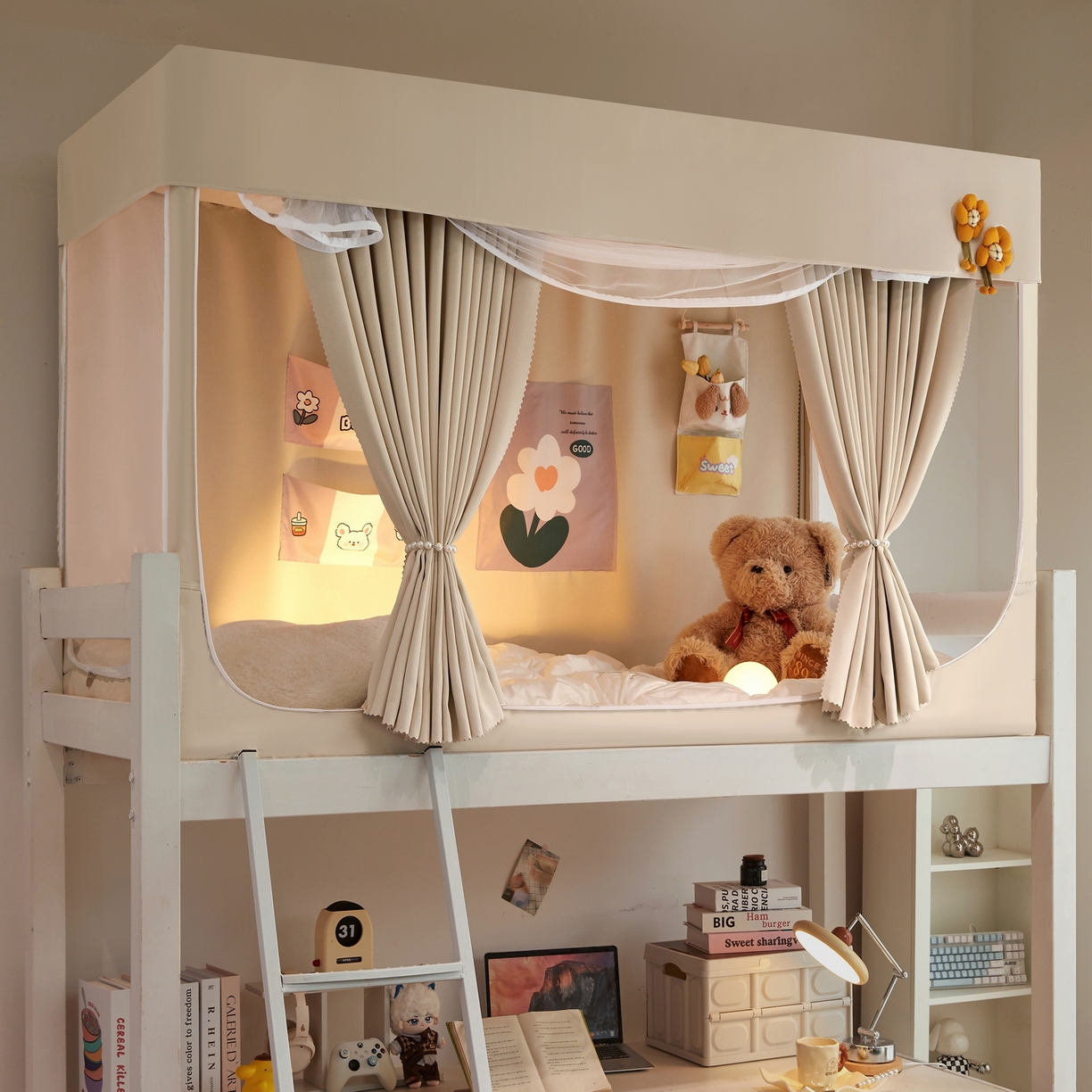 91家纺网 家纺一手货源 找家纺 （总）夏彩 2025新款棉麻强遮光铁艺烤漆学生蚊帐-88628