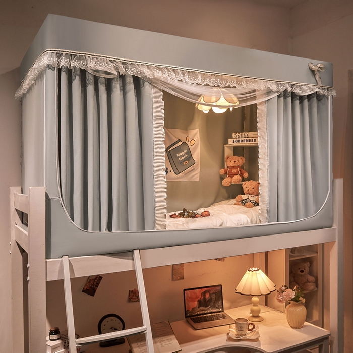 91家纺网 家纺一手货源 找家纺 （总）夏彩 2025新款棉麻雪纺绣花防遮光铁艺烤漆学生蚊帐-88627