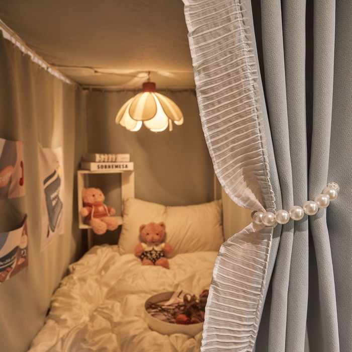 91家纺网 家纺一手货源 找家纺 （总）夏彩 2025新款棉麻雪纺绣花防遮光铁艺烤漆学生蚊帐-88627