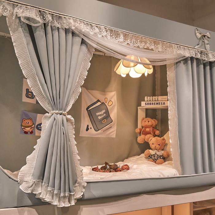 91家纺网 家纺一手货源 找家纺 （总）夏彩 2025新款棉麻雪纺绣花防遮光铁艺烤漆学生蚊帐-88627