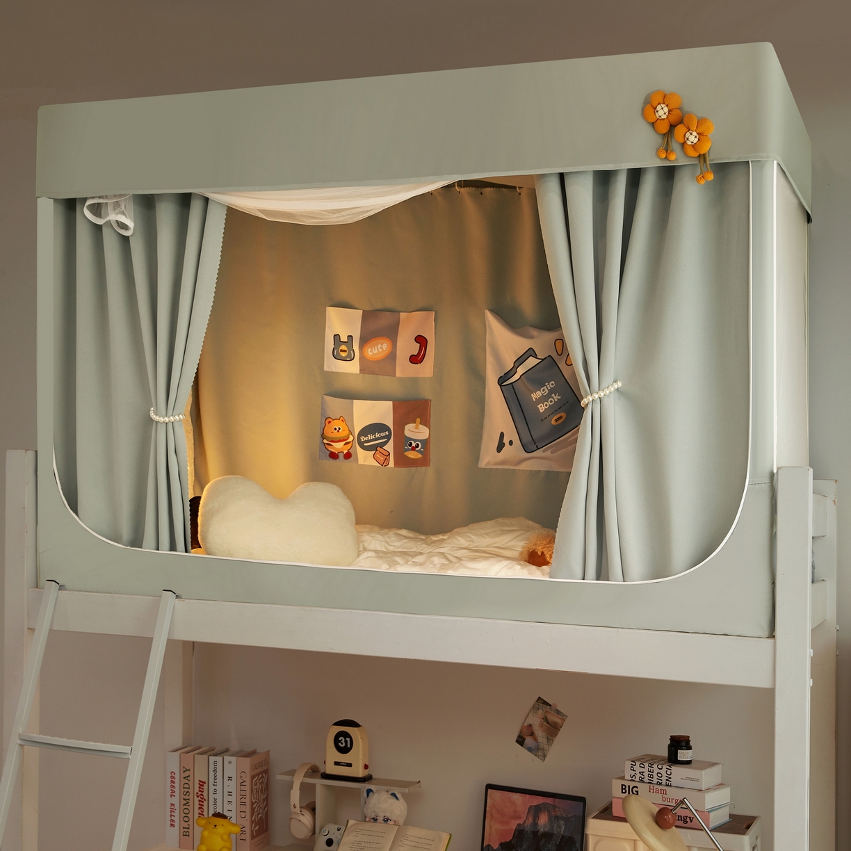 91家纺网 家纺一手货源 找家纺 夏彩 2025新款棉麻强遮光铁艺烤漆学生蚊帐-88628 88628-清新绿