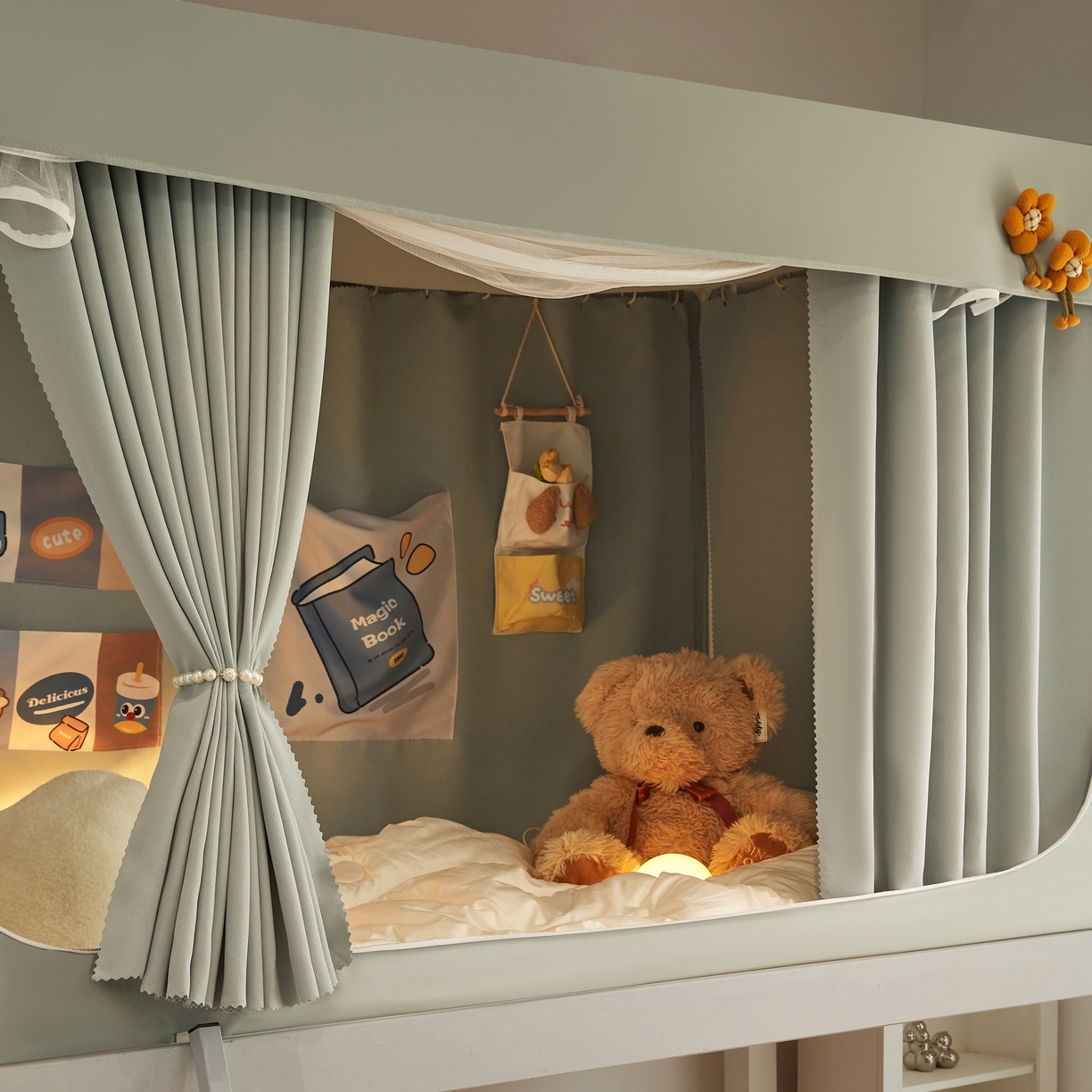 91家纺网 家纺一手货源 找家纺 夏彩 2025新款棉麻强遮光铁艺烤漆学生蚊帐-88628 88628-清新绿