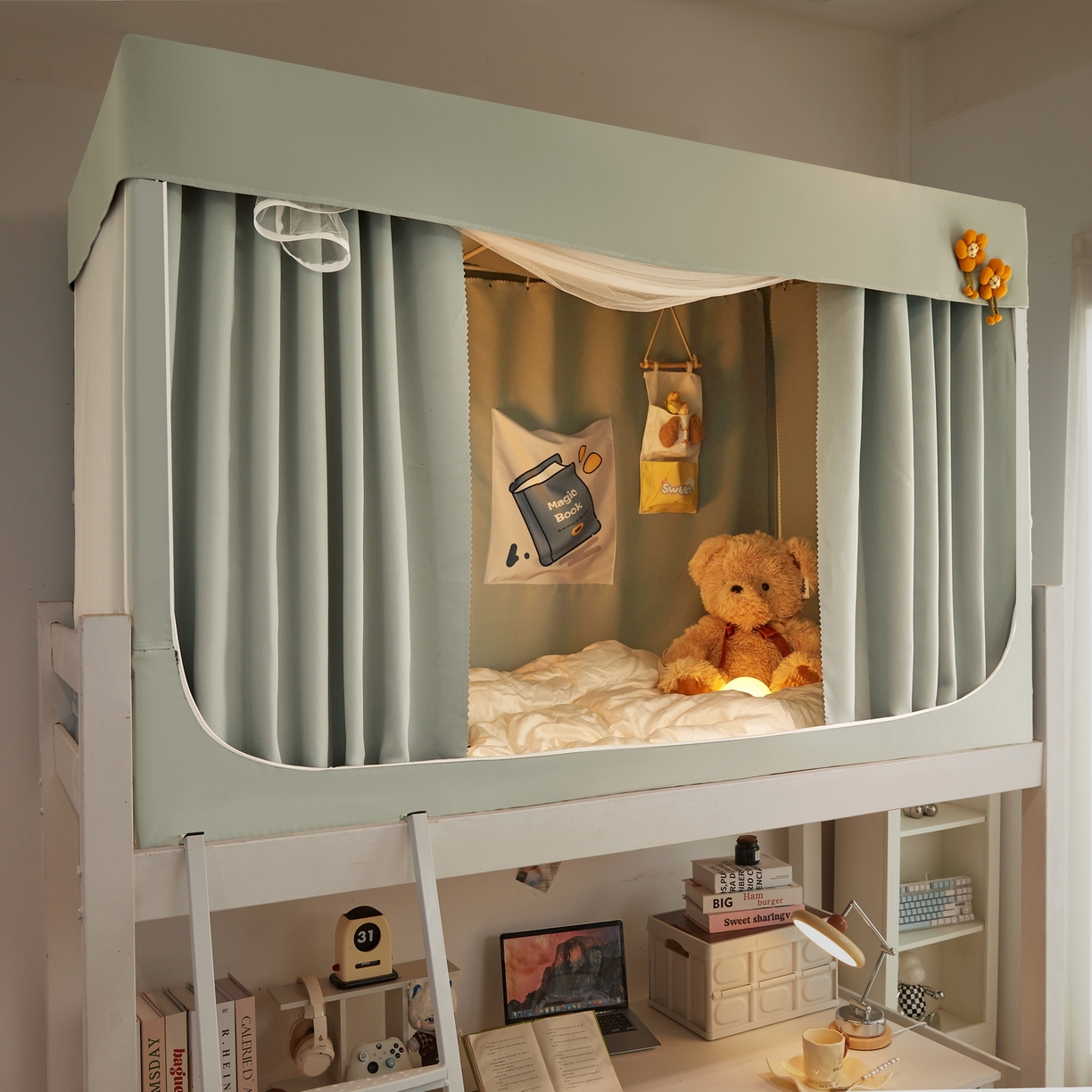 91家纺网 家纺一手货源 找家纺 夏彩 2025新款棉麻强遮光铁艺烤漆学生蚊帐-88628 88628-清新绿