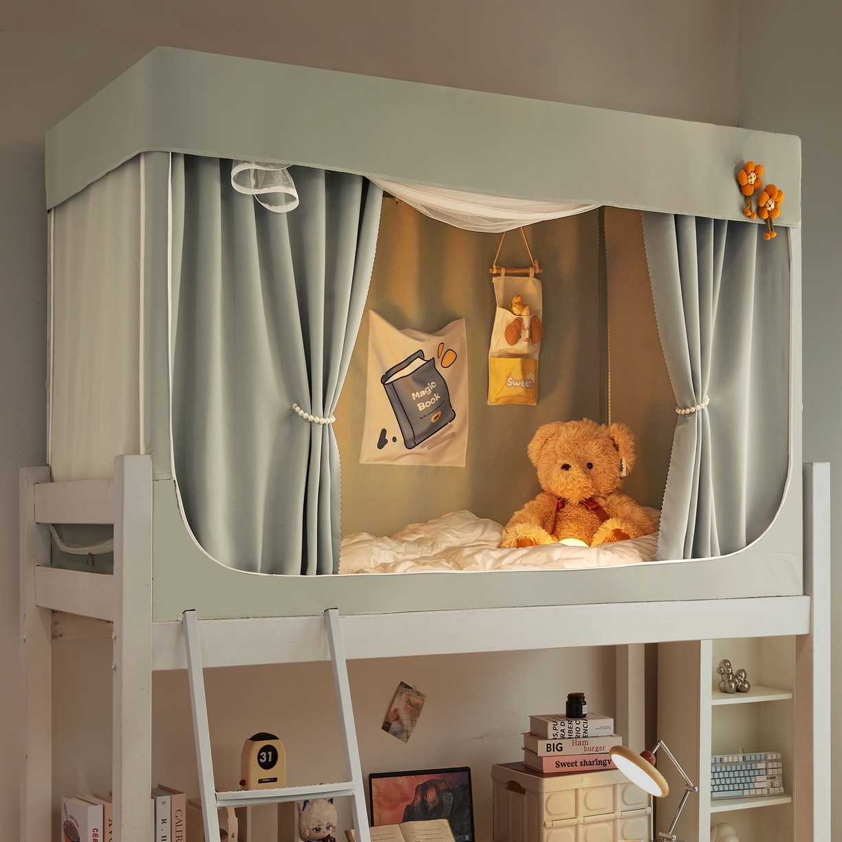 91家纺网 家纺一手货源 找家纺 夏彩 2025新款棉麻强遮光铁艺烤漆学生蚊帐-88628 88628-清新绿