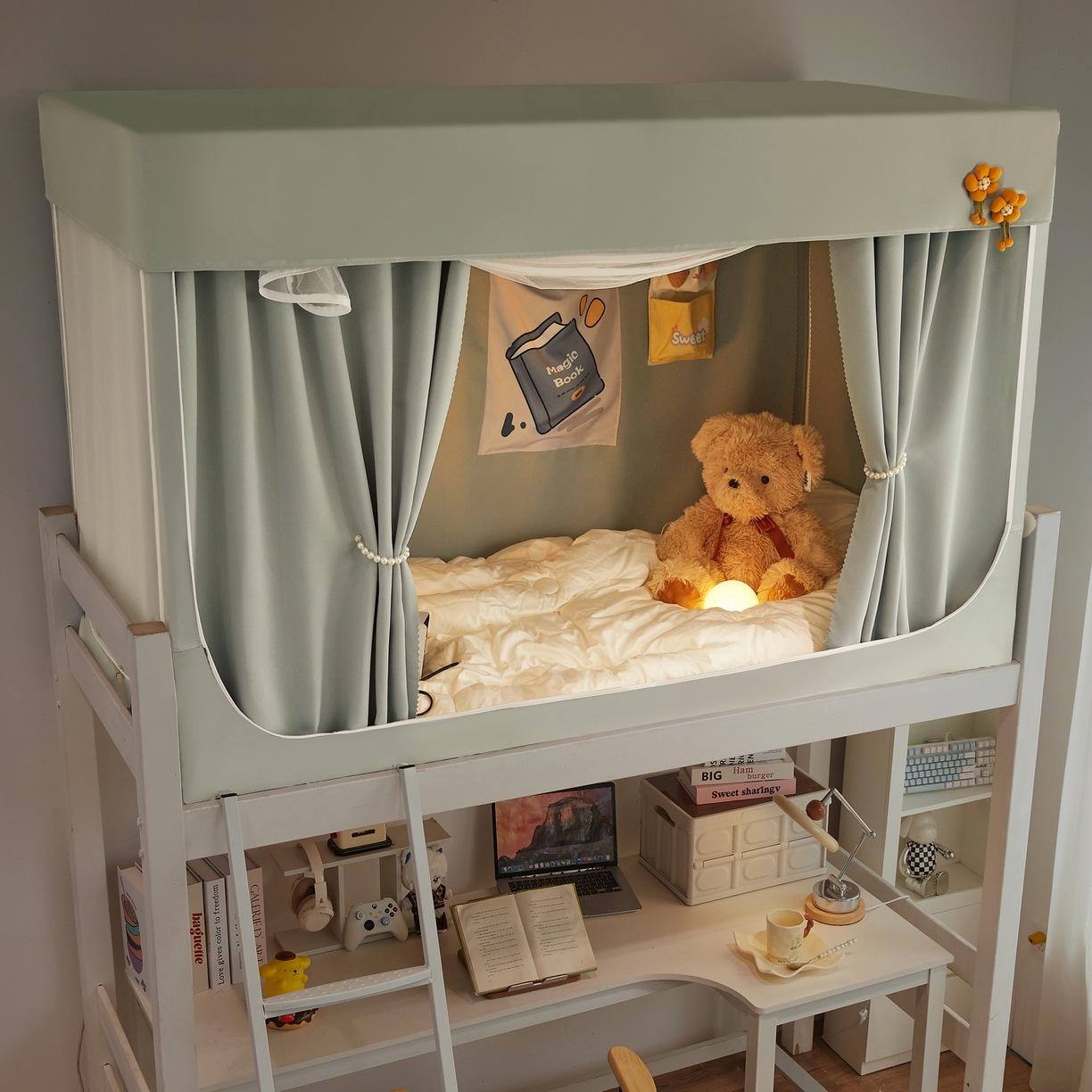 91家纺网 家纺一手货源 找家纺 夏彩 2025新款棉麻强遮光铁艺烤漆学生蚊帐-88628 88628-清新绿