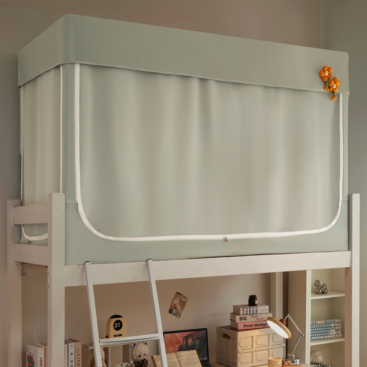 91家纺网 家纺一手货源 找家纺 夏彩 2025新款棉麻强遮光铁艺烤漆学生蚊帐-88628 88628-清新绿