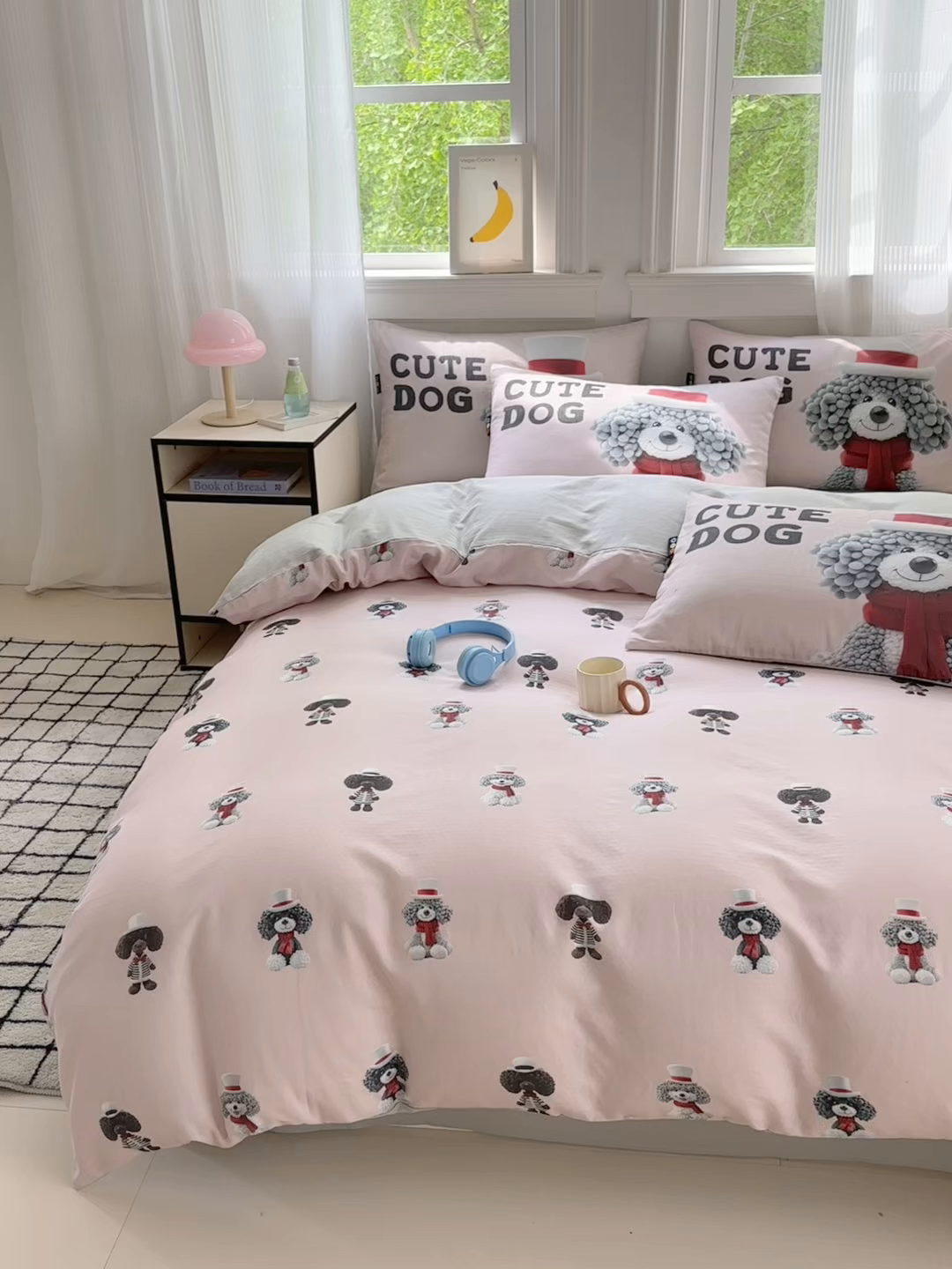 91家纺网 家纺一手货源 找家纺 （总）RYB红黄兰 2025新款ins卡通设计师原创5D立体数码全棉纯棉双层纱四件套系列