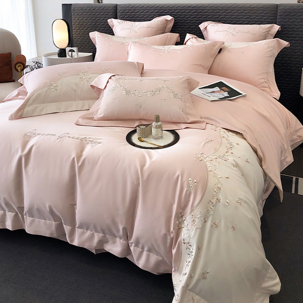 91家纺网 家纺一手货源 找家纺 （总）佳汐蓝家纺 2025新款A类100支长绒棉纯棉四件套-花城秘境