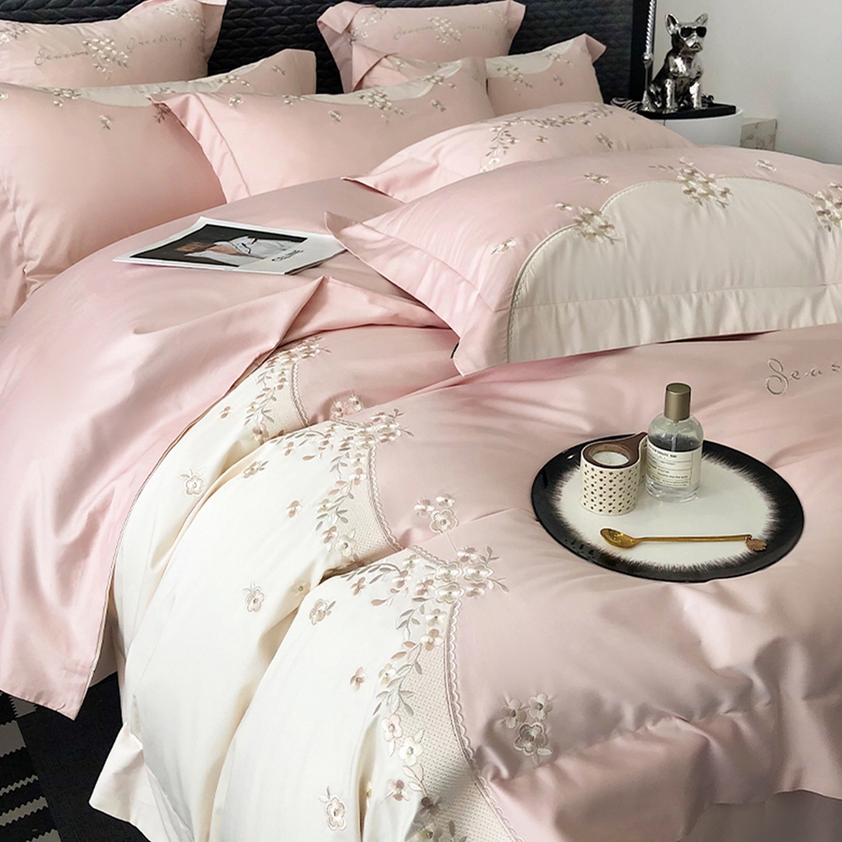 （总）佳汐蓝家纺 2025新款A类100支长绒棉纯棉四件套-花城秘境