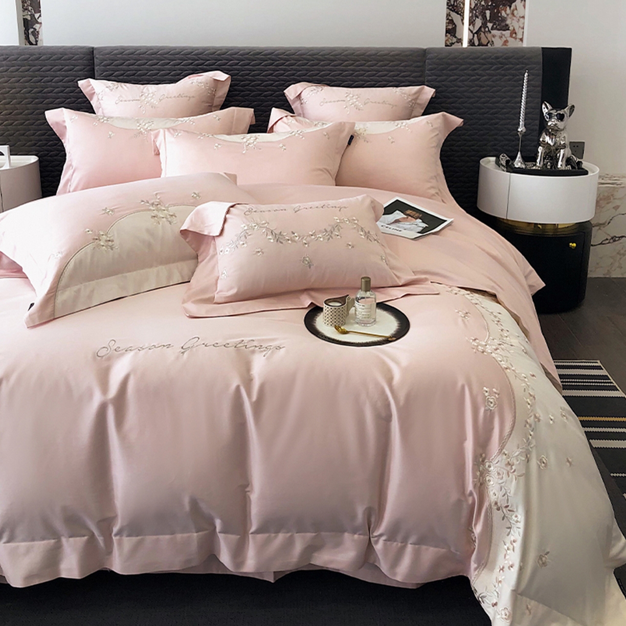 91家纺网 家纺一手货源 找家纺 （总）佳汐蓝家纺 2025新款A类100支长绒棉纯棉四件套-花城秘境