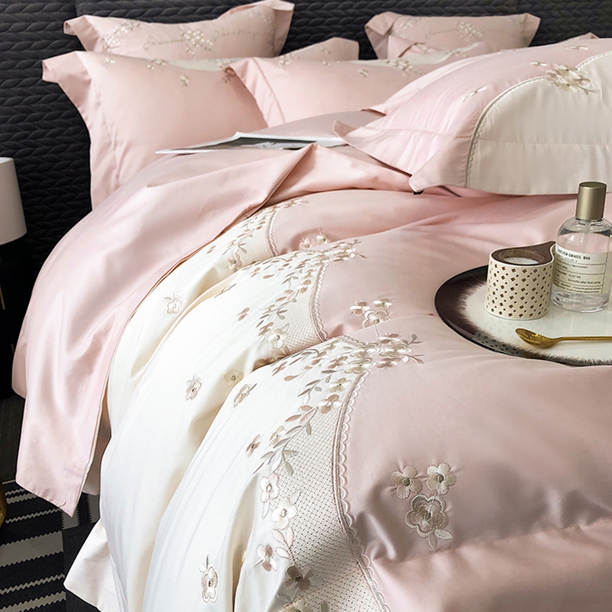 91家纺网 家纺一手货源 找家纺 （总）佳汐蓝家纺 2025新款A类100支长绒棉纯棉四件套-花城秘境