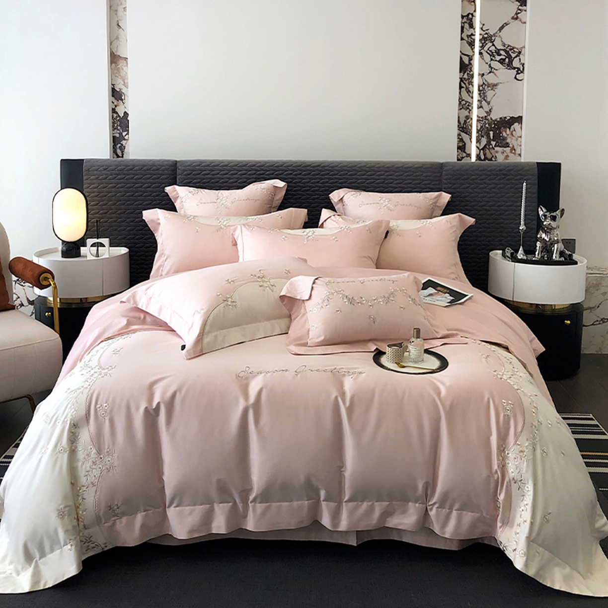 91家纺网 家纺一手货源 找家纺 （总）佳汐蓝家纺 2025新款A类100支长绒棉纯棉四件套-花城秘境