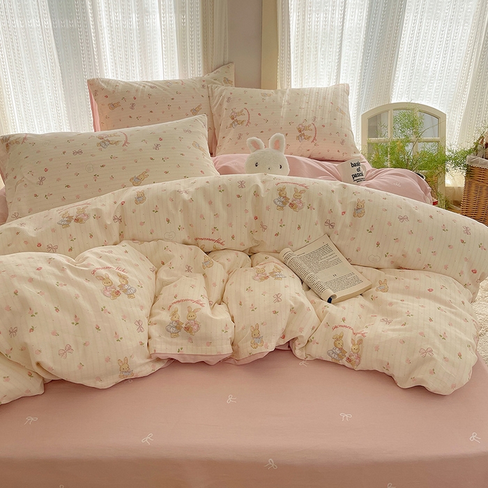 91家纺网 家纺一手货源 找家纺 瑞莱 2025新款开学季全棉纯棉萌趣印花四件套 甜蜜纪念日