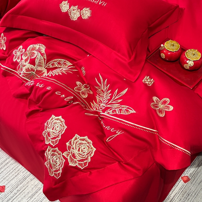 91家纺网 家纺一手货源 找家纺 青柚 2025新款高端婚庆刺绣四件套（标准不低于158加大不低于168以此类推，低价必投不撤销） 卡罗尔