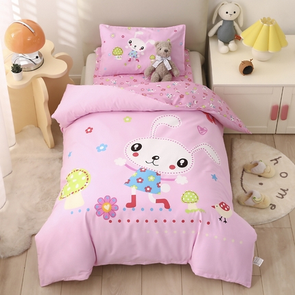 2025新品全棉大版幼儿园三件套儿童被褥六件套宝宝午睡入园婴儿床床上用品 兔宝宝