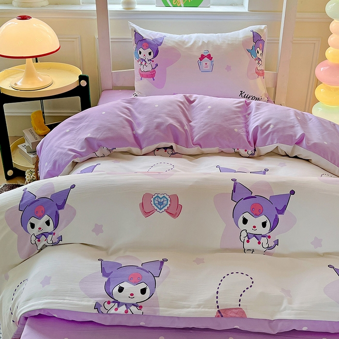 91家纺网 家纺一手货源 找家纺 海岛哥哥 2025新款A类云朵水洗棉三丽鸥正版授权四件套-学生床 三丽鸥-五星库洛米