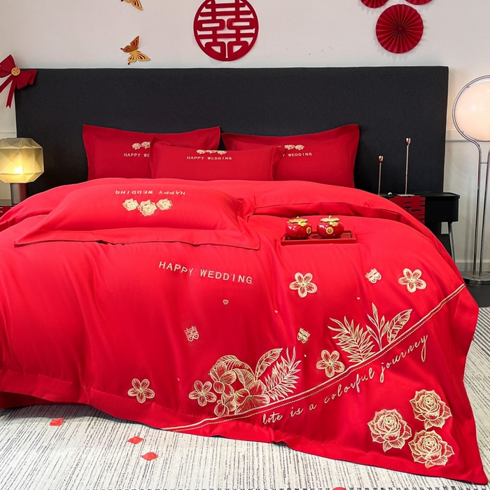 91家纺网 家纺一手货源 找家纺 （总）青柚 2025新款高端婚庆刺绣四件套（标准不低于158加大不低于168以此类推，低价必投不撤销）