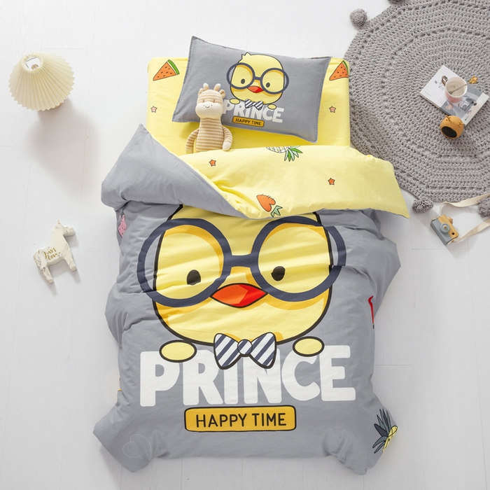 91家纺网 家纺一手货源 找家纺 2025新品全棉大版幼儿园三件套儿童被褥六件套宝宝午睡入园婴儿床床上用品 快乐小鸡