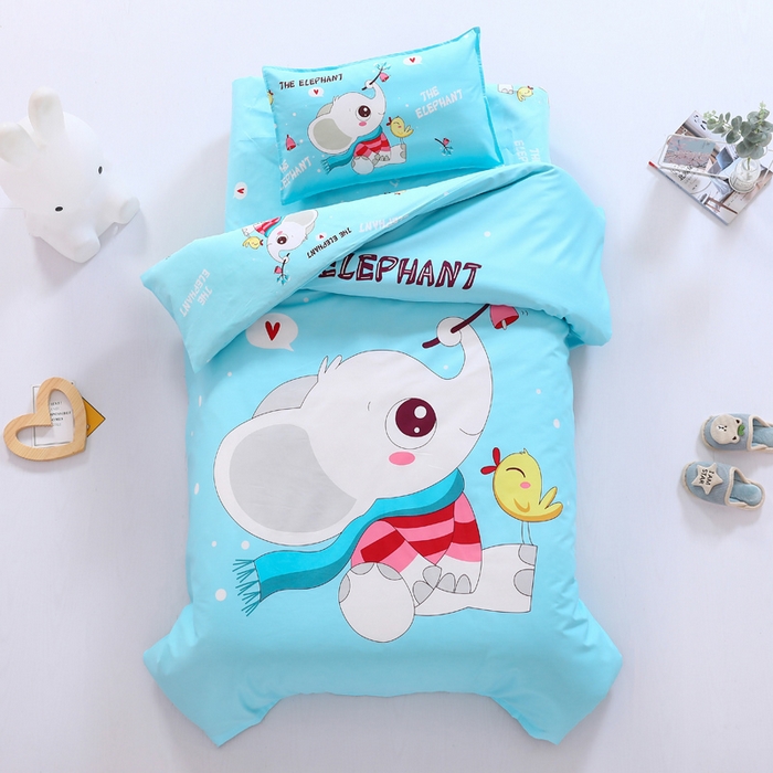 91家纺网 家纺一手货源 找家纺 2025新品全棉大版幼儿园三件套儿童被褥六件套宝宝午睡入园婴儿床床上用品 象宝宝