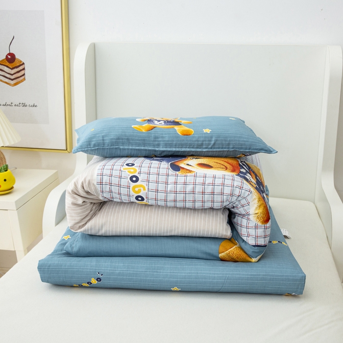 91家纺网 家纺一手货源 找家纺 2025新品全棉大版幼儿园三件套儿童被褥六件套宝宝午睡入园婴儿床床上用品 熊先生