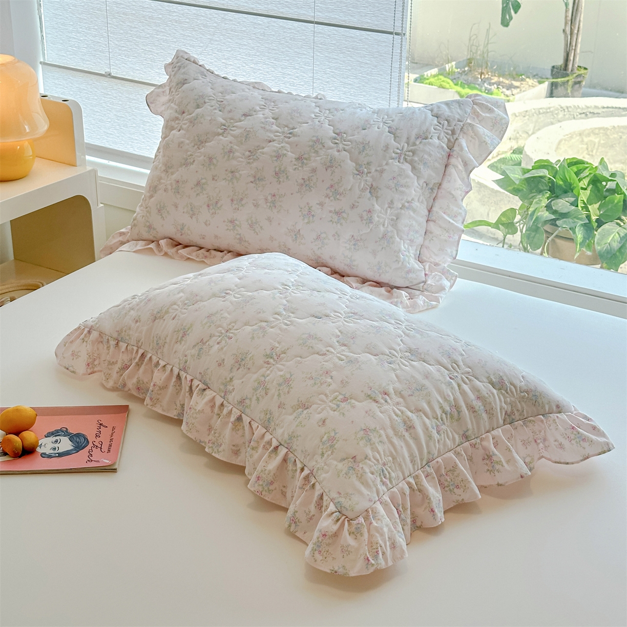 91家纺网 家纺一手货源 找家纺 （总）忘忧草 2025新款亲肤水洗棉花边单枕套 枕套单件