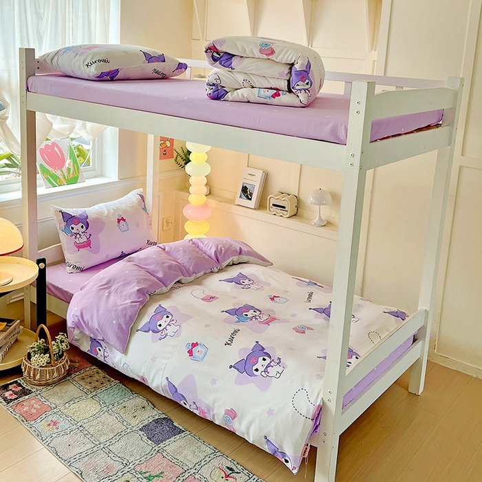 91家纺网 家纺一手货源 找家纺 海岛哥哥 2025新款A类云朵水洗棉三丽鸥正版授权四件套-学生床 三丽鸥-五星库洛米