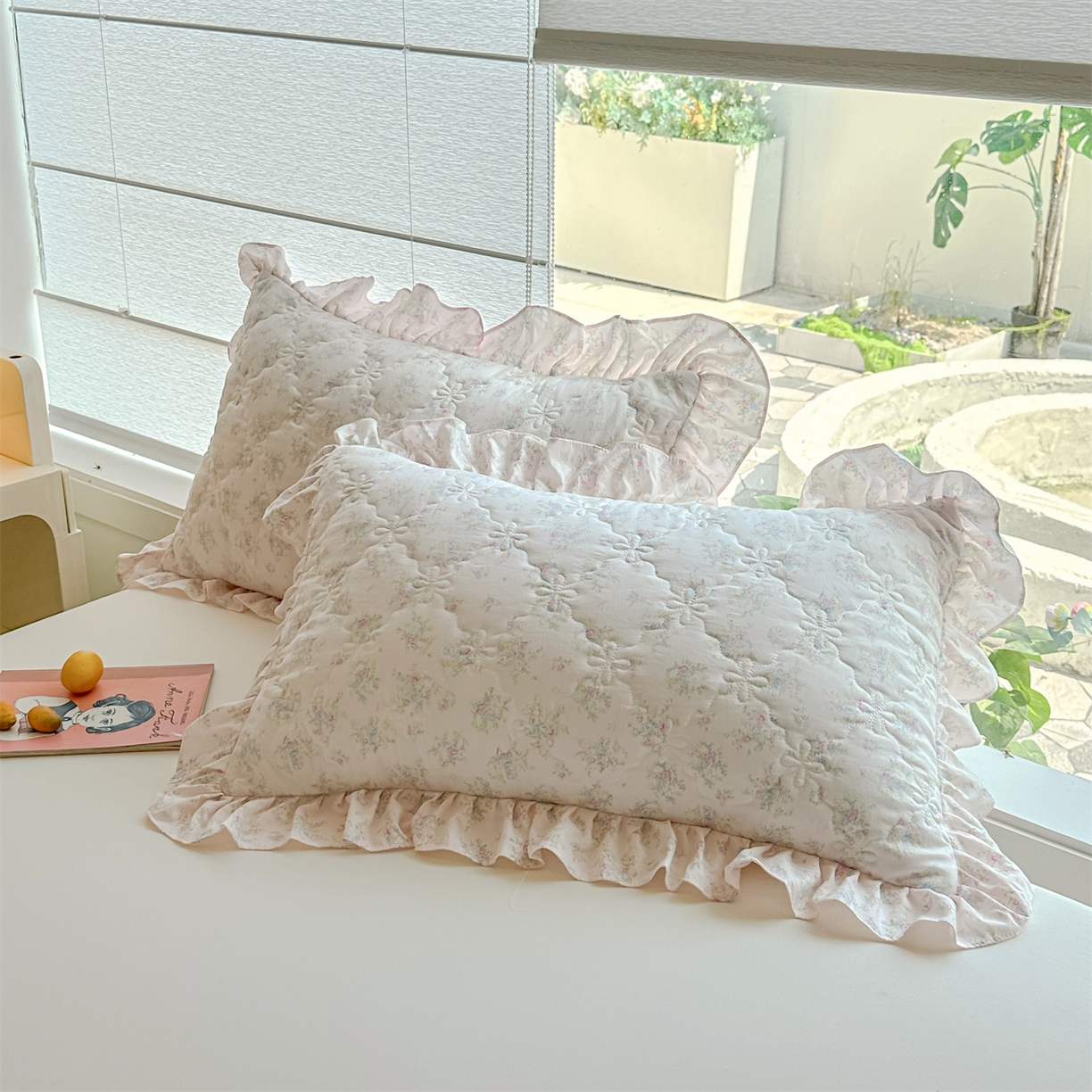 91家纺网 家纺一手货源 找家纺 （总）忘忧草 2025新款亲肤水洗棉花边单枕套 枕套单件