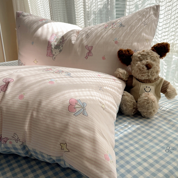 91家纺网 家纺一手货源 找家纺 瑞莱 2025新款开学季全棉纯棉萌趣印花四件套 甜品小狗