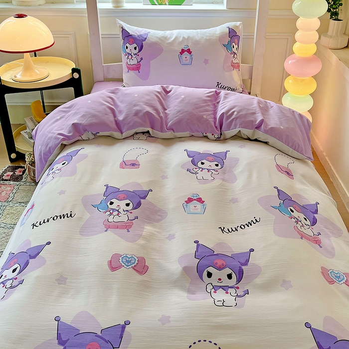 91家纺网 家纺一手货源 找家纺 海岛哥哥 2025新款A类云朵水洗棉三丽鸥正版授权四件套-学生床 三丽鸥-五星库洛米