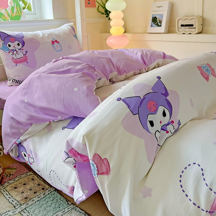 91家纺网 家纺一手货源 找家纺 海岛哥哥 2025新款A类云朵水洗棉三丽鸥正版授权四件套-学生床 三丽鸥-五星库洛米