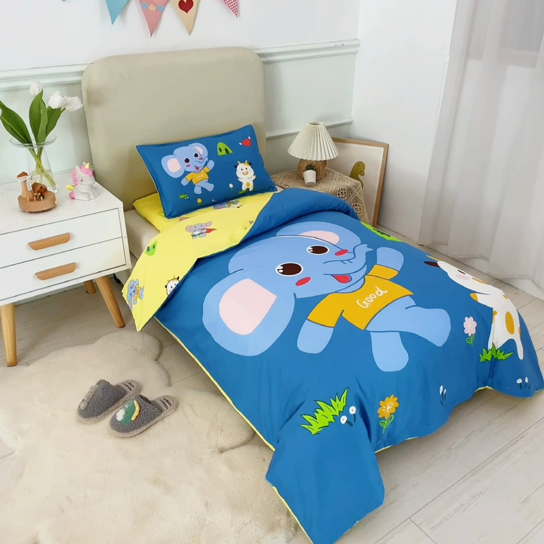 91家纺网 家纺一手货源 找家纺 2025新品全棉大版幼儿园三件套儿童被褥六件套宝宝午睡入园婴儿床床上用品 贝塔小象