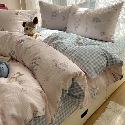 瑞莱 2025新款开学季全棉纯棉萌趣印花四件套 甜品小狗