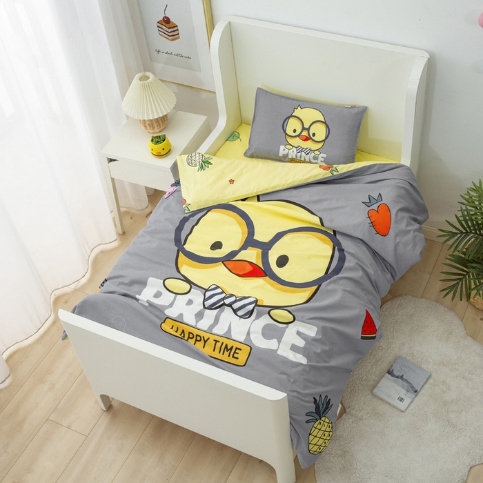 91家纺网 家纺一手货源 找家纺 2025新品全棉大版幼儿园三件套儿童被褥六件套宝宝午睡入园婴儿床床上用品 快乐小鸡