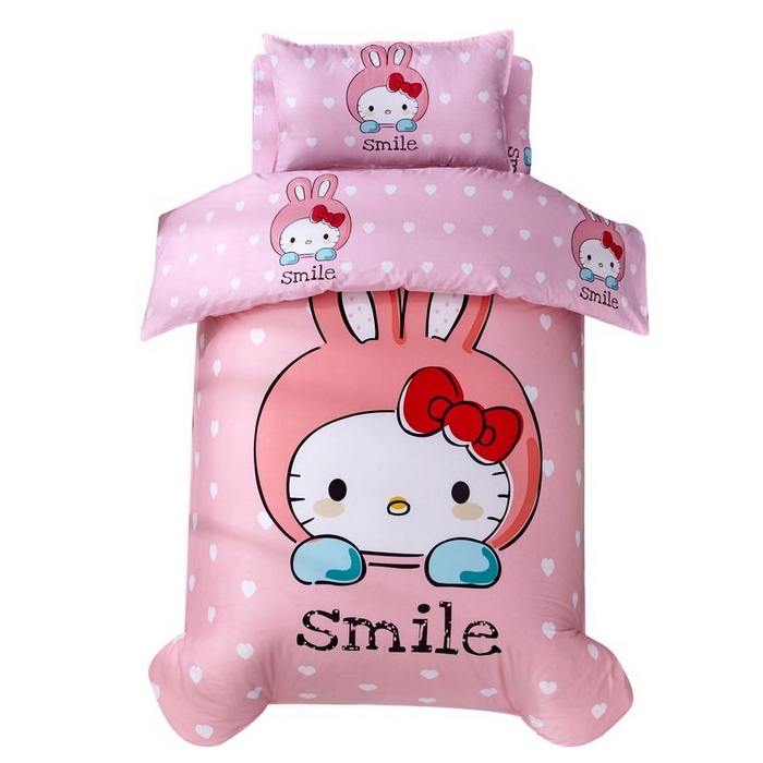 91家纺网 家纺一手货源 找家纺 2025新品全棉大版幼儿园三件套儿童被褥六件套宝宝午睡入园婴儿床床上用品 微笑猫咪