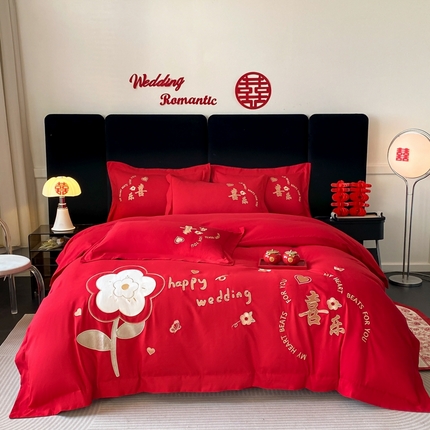 91家纺网 家纺一手货源 找家纺 （总）青柚 2025新款高端婚庆刺绣四件套（标准不低于158加大不低于168以此类推，低价必投不撤销）