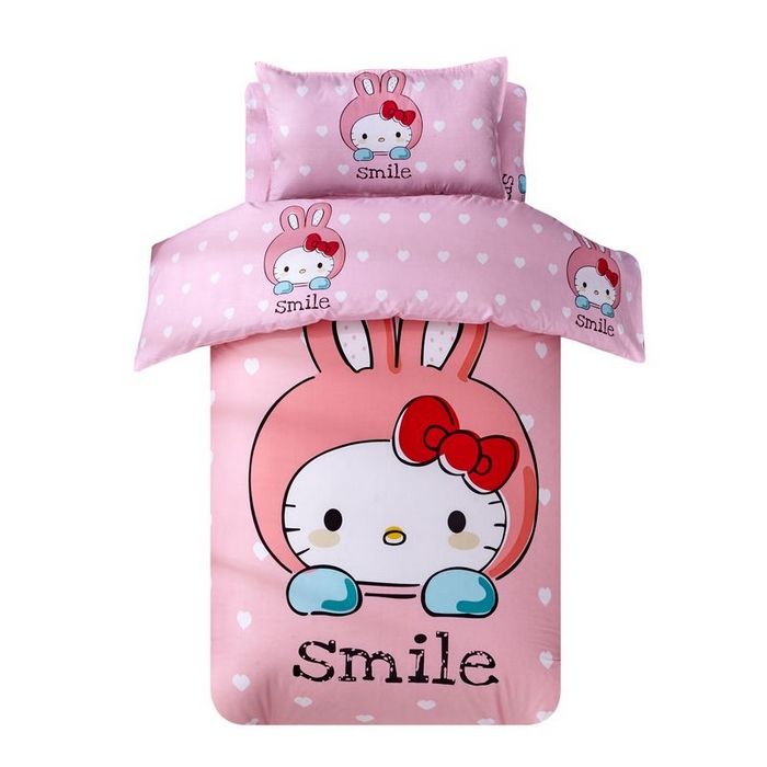 91家纺网 家纺一手货源 找家纺 2025新品全棉大版幼儿园三件套儿童被褥六件套宝宝午睡入园婴儿床床上用品 微笑猫咪