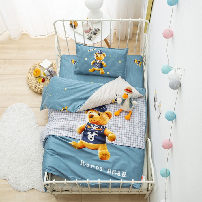 91家纺网 家纺一手货源 找家纺 2025新品全棉大版幼儿园三件套儿童被褥六件套宝宝午睡入园婴儿床床上用品 熊先生