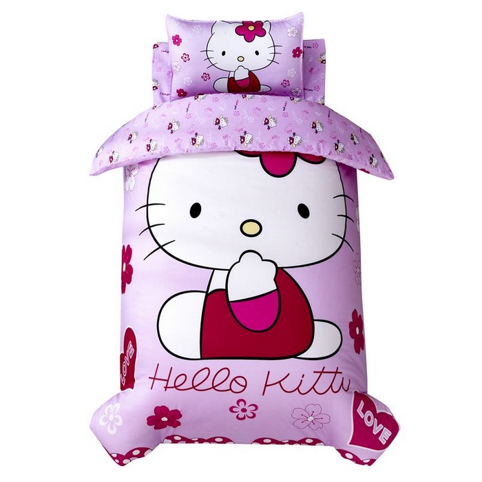 91家纺网 家纺一手货源 找家纺 2025新品全棉大版幼儿园三件套儿童被褥六件套宝宝午睡入园婴儿床床上用品 KT猫